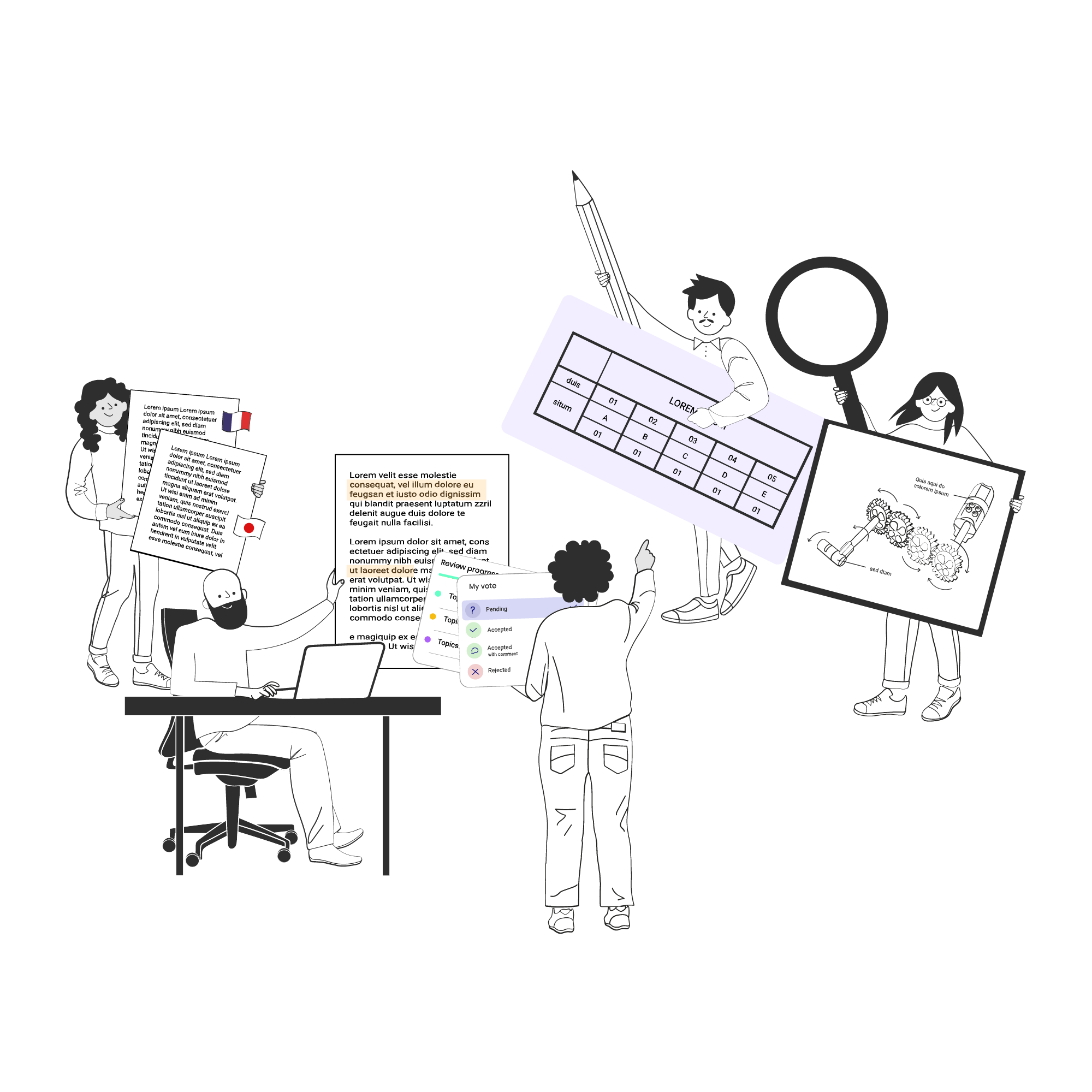 Illustration showing documentation teams benefiting from automated workflows and consistent content
